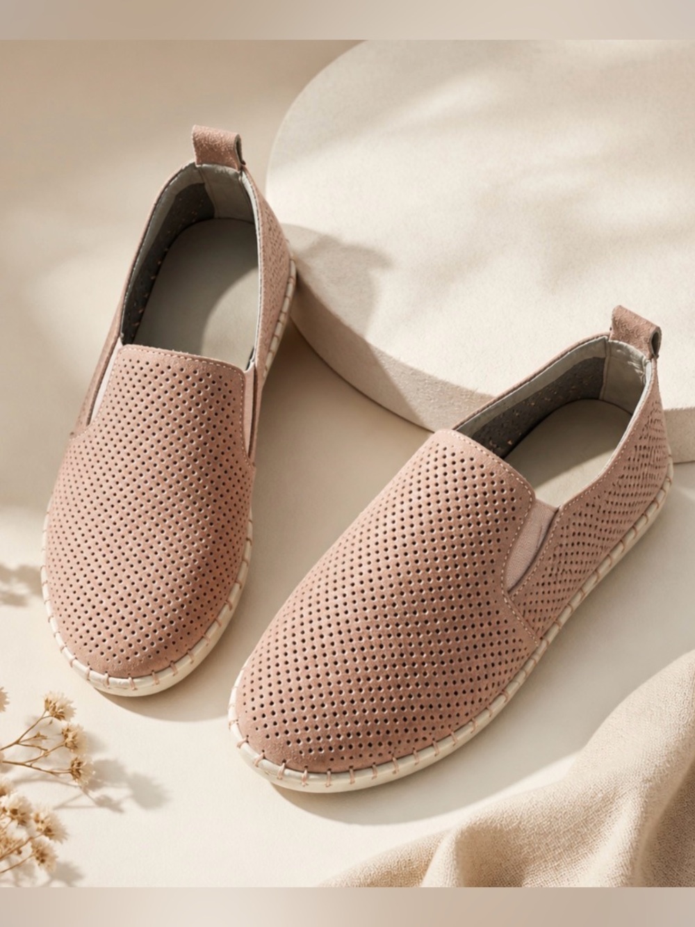 BERNIE MEV Blush Perforated Slip-Ons